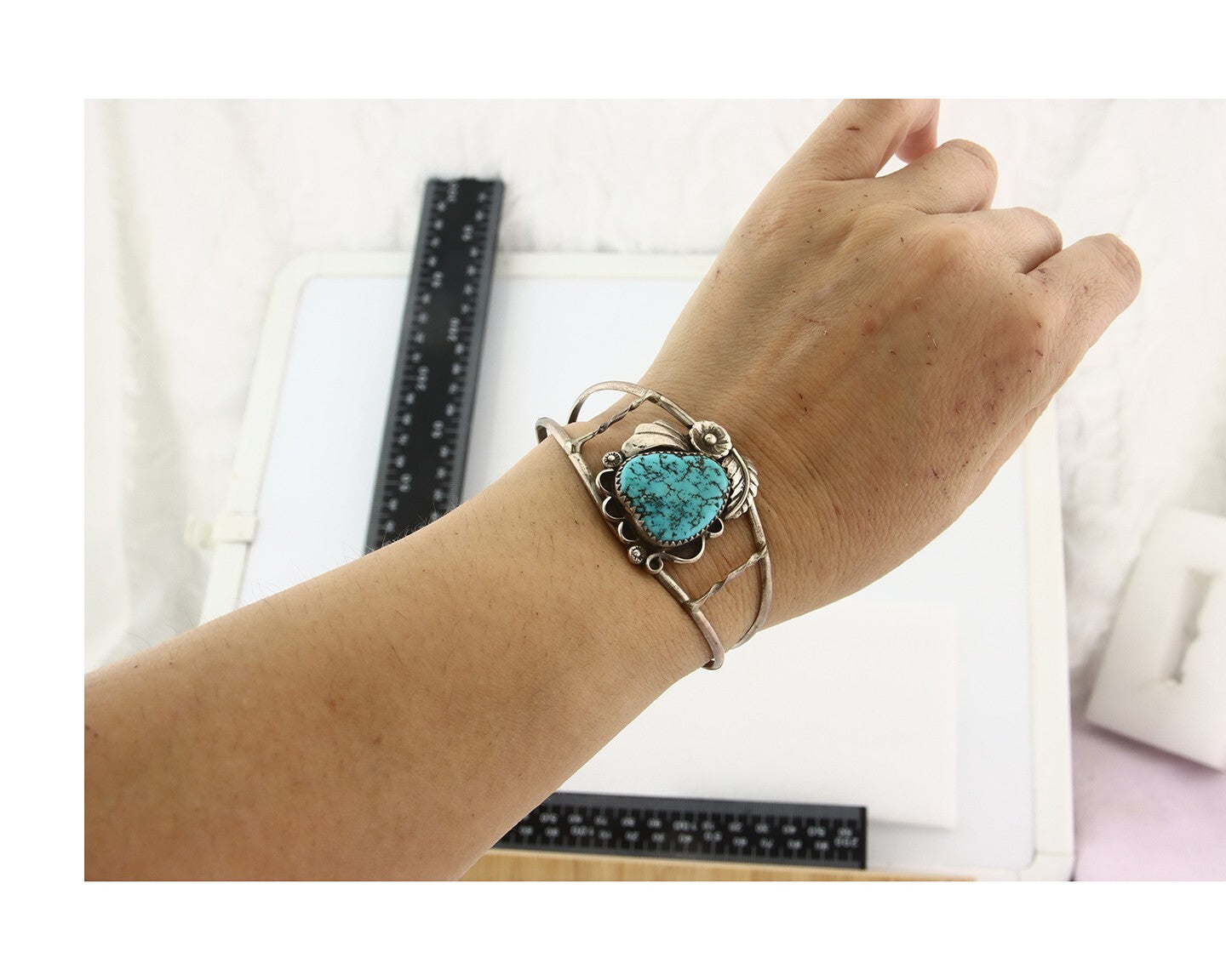 Vintage Navajo Bracelet 925 Silver Turquoise Handmade Signed Alvin Joe