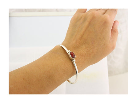 Navajo Bracelet .925 Silver Mediterranean Red Coral Cuff Native Artist C.80's