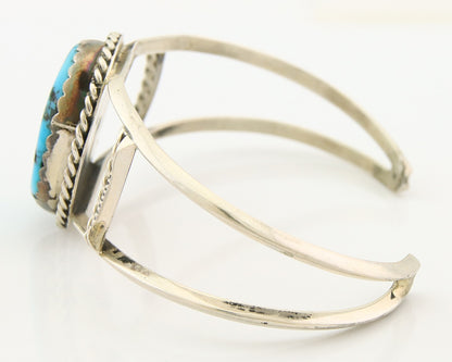 Navajo Bracelet 925 Silver Natural Blue Turquoise Native American Artist C.80s