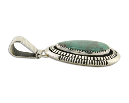 Navajo Pendant 925 Silver Natural Turquoise Artist Signed Lidia Begay C.80's