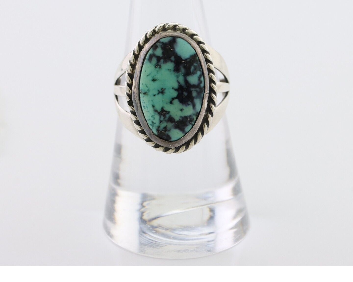 Navajo Ring 925 Silver Turquoise Native American Artist Size 8.0 C.80's