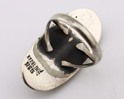 Navajo Ring 925 Silver Natural Kingman Turquoise Native American Artist C.80's