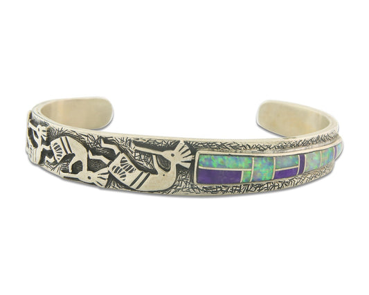 Vintage Navajo Bracelet 925 Silver Handmade Authentic Gemstone Kokopelli