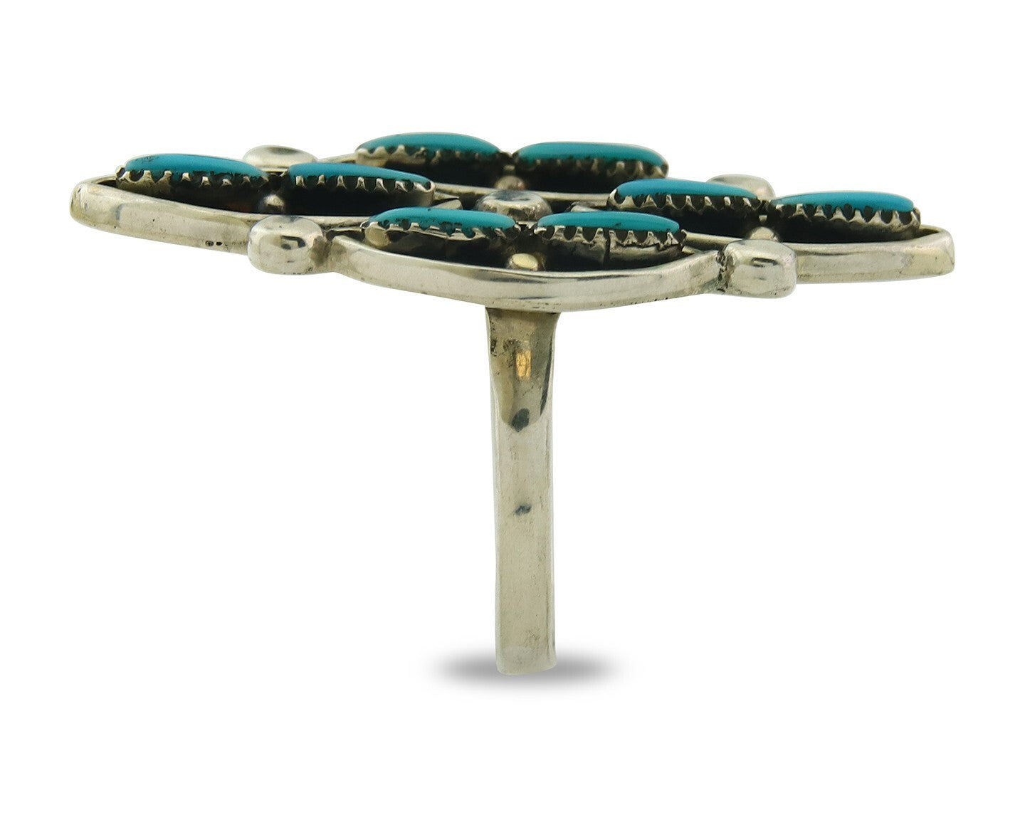 Vintage Zuni Ring 925 Sterling Authentic Natural Turquoise Native Artist Sz 8.5