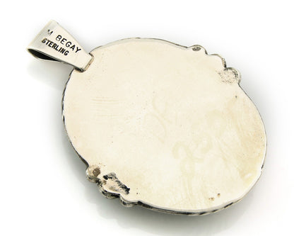 Navajo Pendant Sterling Silver Natural Gemstone Vintage Authentic Signed M Begay