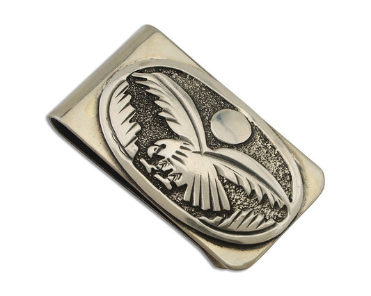 Navajo Eagle Money Clip .925 Silver & .999 Nickle Signed Gibson Gene C.80's