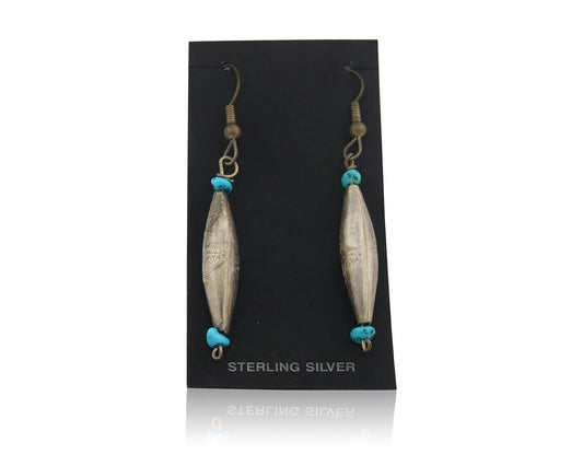 Navajo Earrings 925 Silver Natural Turquoise Native American Artist C.80's