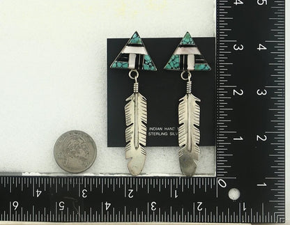 Navajo Earrings 925 Sterling Silver Natural Gemstones Signed Anita Whitegoat C80