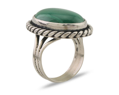 Navajo Ring 925 Silver Natural Malachite Native American Artist Size 6.25 C.80's