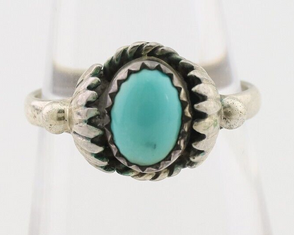 Navajo Ring 925 Silver Kingman Turquoise Native American Artist Made In 1985