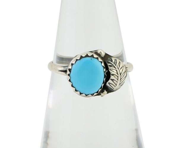 Navajo Ring 925 Silver Sleeping Beauty Turquoise Native American Artist C.80's