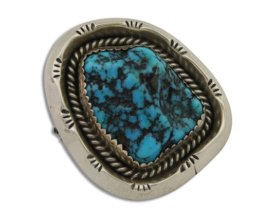 Navajo Pin Pendant 925 Silver Sea Foam Turquoise Artist Signed Hyson Craig C.80s