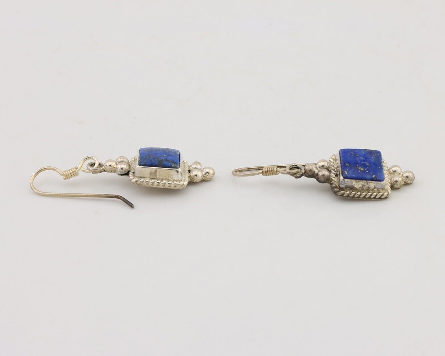 Navajo Earrings 925 Silver Natural Mined Lapis Native American Artist C.80's