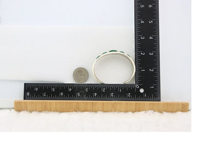 Navajo Cuff Bracelet Sterling Silver Natural Malachite Vintage Signed R Long Sr