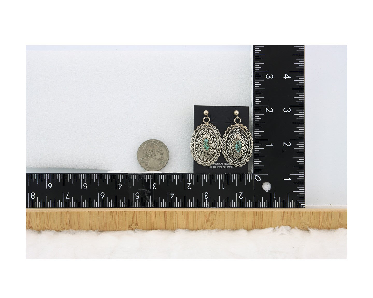Navajo Dangle Earrings Sterling Silver Natural Turquoise Vintage Signed Handmade