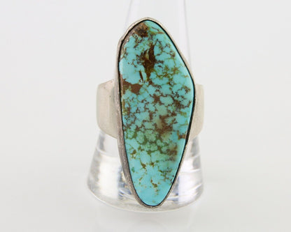 Men Navajo Ring 925 Silver Large Natural Turquoise Signed M Montoya C.80's