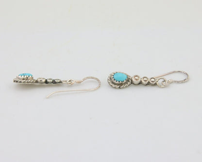 Navajo Earrings 925 Silver Blue Turquoise Artist Signed DB C.80's