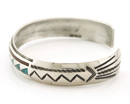 Navajo Cuff Bracelet Sterling Silver Authentic Turquoise Signed Stanley Bain