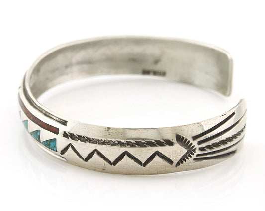 Navajo Cuff Bracelet Sterling Silver Authentic Turquoise Signed Stanley Bain