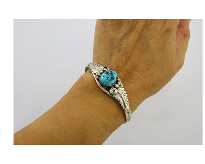 Navajo Bracelet 925 Silver Cuff Turquoise Handmade Native Artist C.80's