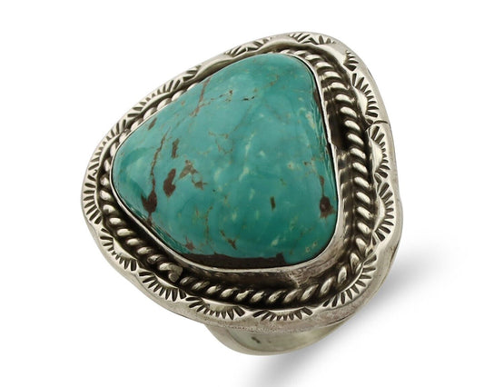 Navajo Ring .925 Silver Natural Blue Turquoise Signed Lee Bennett C.80's