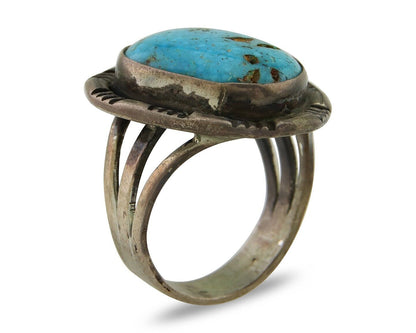 Navajo Ring 925 Sterling Silver Turquoise Native American Artist C.80's