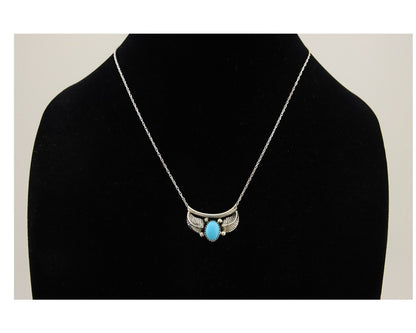 Navajo Turquoise Necklace 925 Silver Signed Eugene Belone C.80's