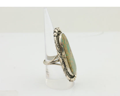 Navajo Fox Turquoise Ring 925 Silver Native American Artist C.80's Size 8.25