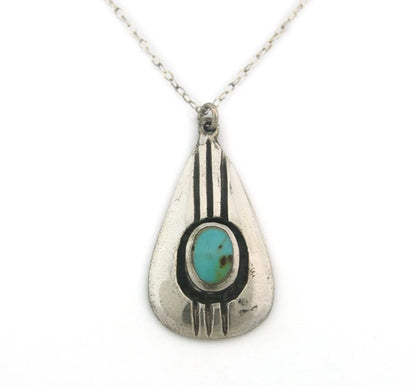Navajo Necklace Sterling Silver Natural Blue Turquoise Vintage