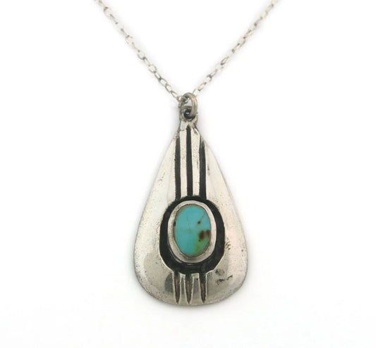 Navajo Necklace Sterling Silver Natural Blue Turquoise Vintage