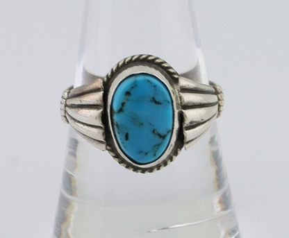 Navajo Handmade Ring 925 Silver Blue Turquoise Native American Artist C.80's