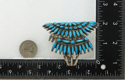 Navajo Cuff Bracelet Sterling Silver Turquoise Vintage Signed JCS C.1975