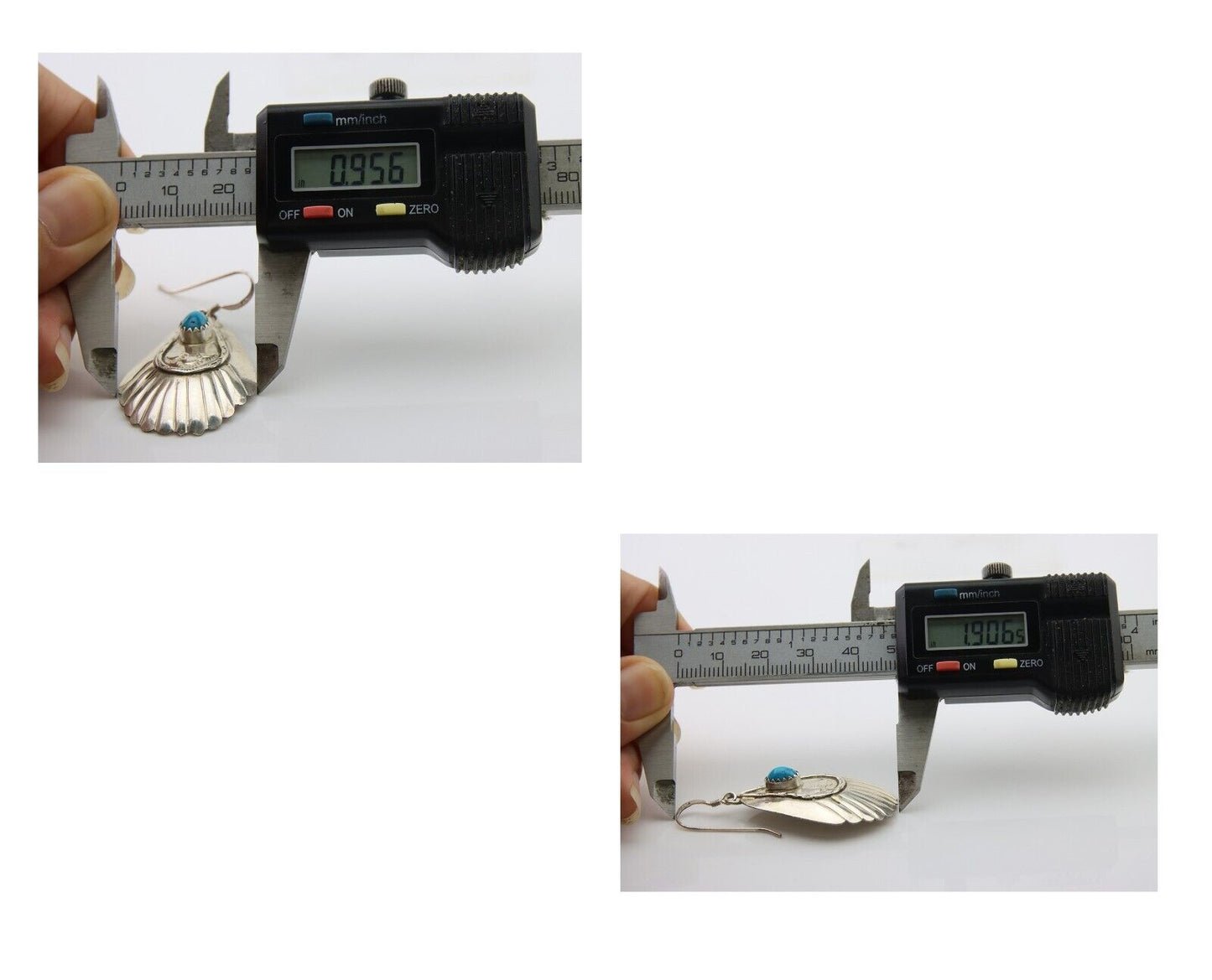 Navajo Earrings 925 Silver Turquoise Artist Signed Dean Brown C.80's