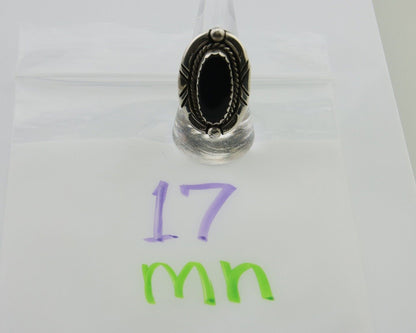 Navajo Ring 925 Silver Black Onyx Artist Signed V & N Edsitty C.80's
