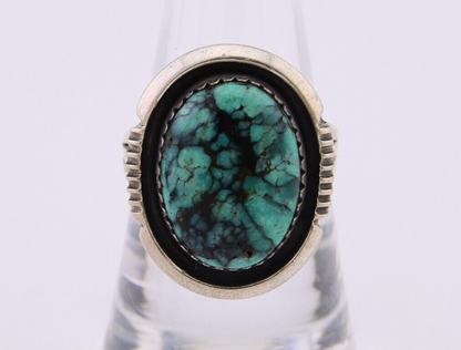 Navajo Ring 925 Silver Green Turquoise Signed William Denetdale C.80's