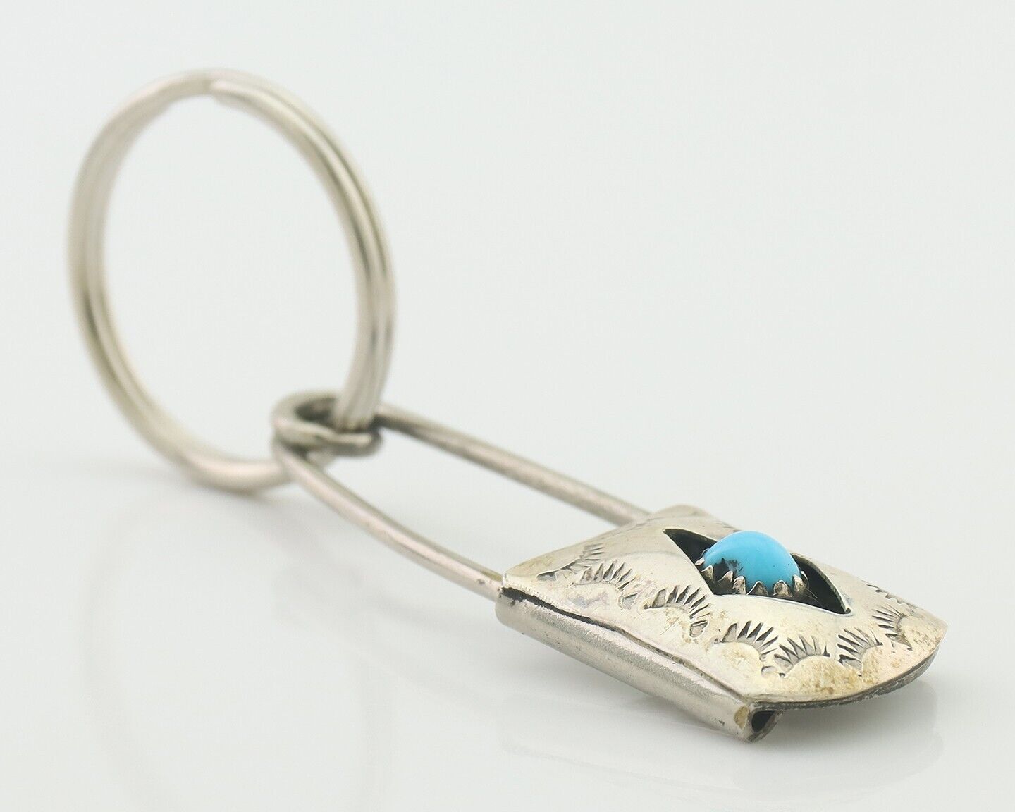 Navajo Hand Stamped Key Chain .925 Silver Handmade Native American Artist C.80's