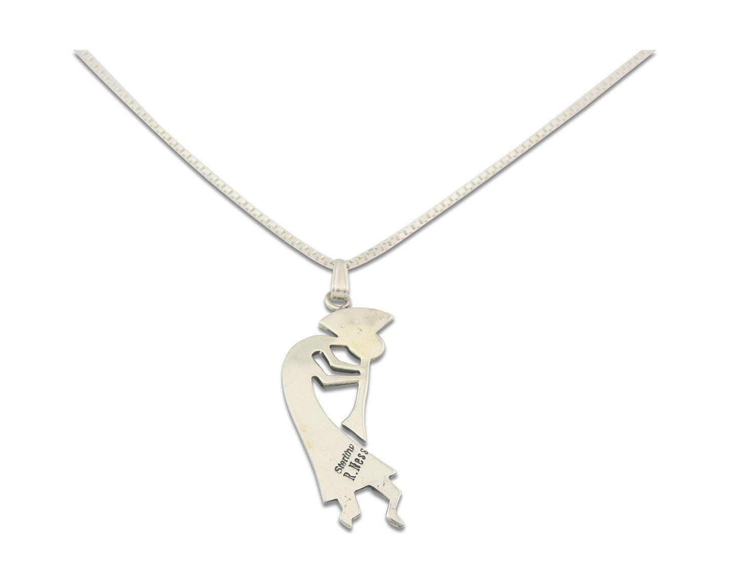 Navajo Kokopelli Necklace Sterling Silver Authentic Natural Gemstone
