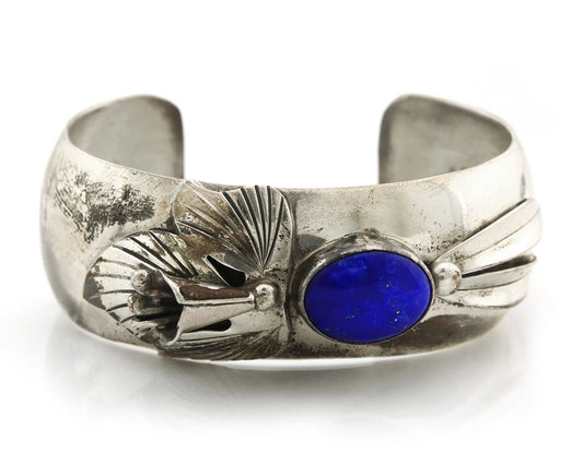 Navajo Cuff Bracelet Sterling Silver Natural Lapis Signed Carol Felly Vintage