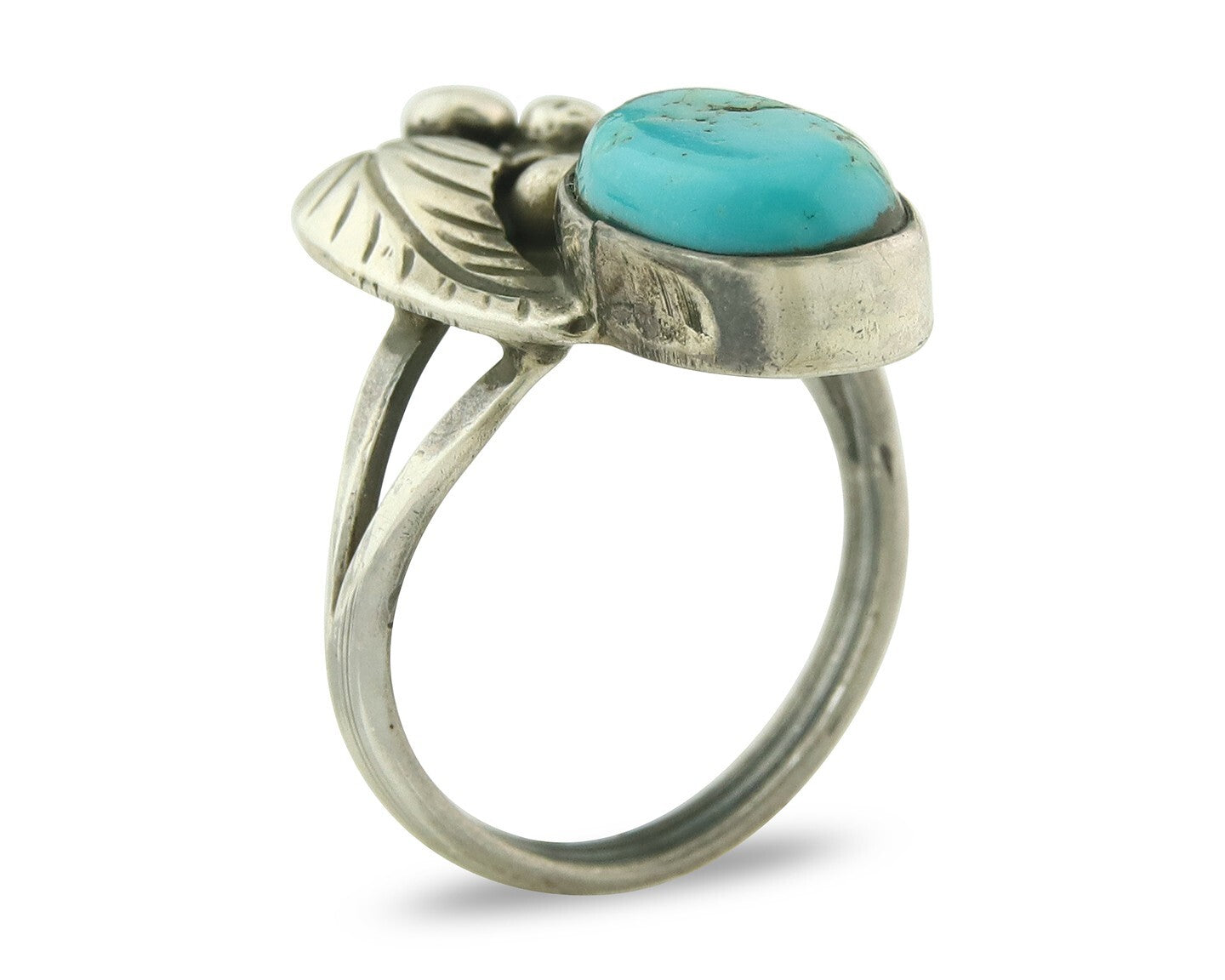 Vintage Navajo Ring 925 Sterling Silver Turquoise Handmade Signed LS Size 5.5
