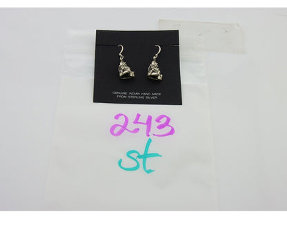Navajo Earrings 925 Silver Dangle Indian with Kids Native American Artist C.80's