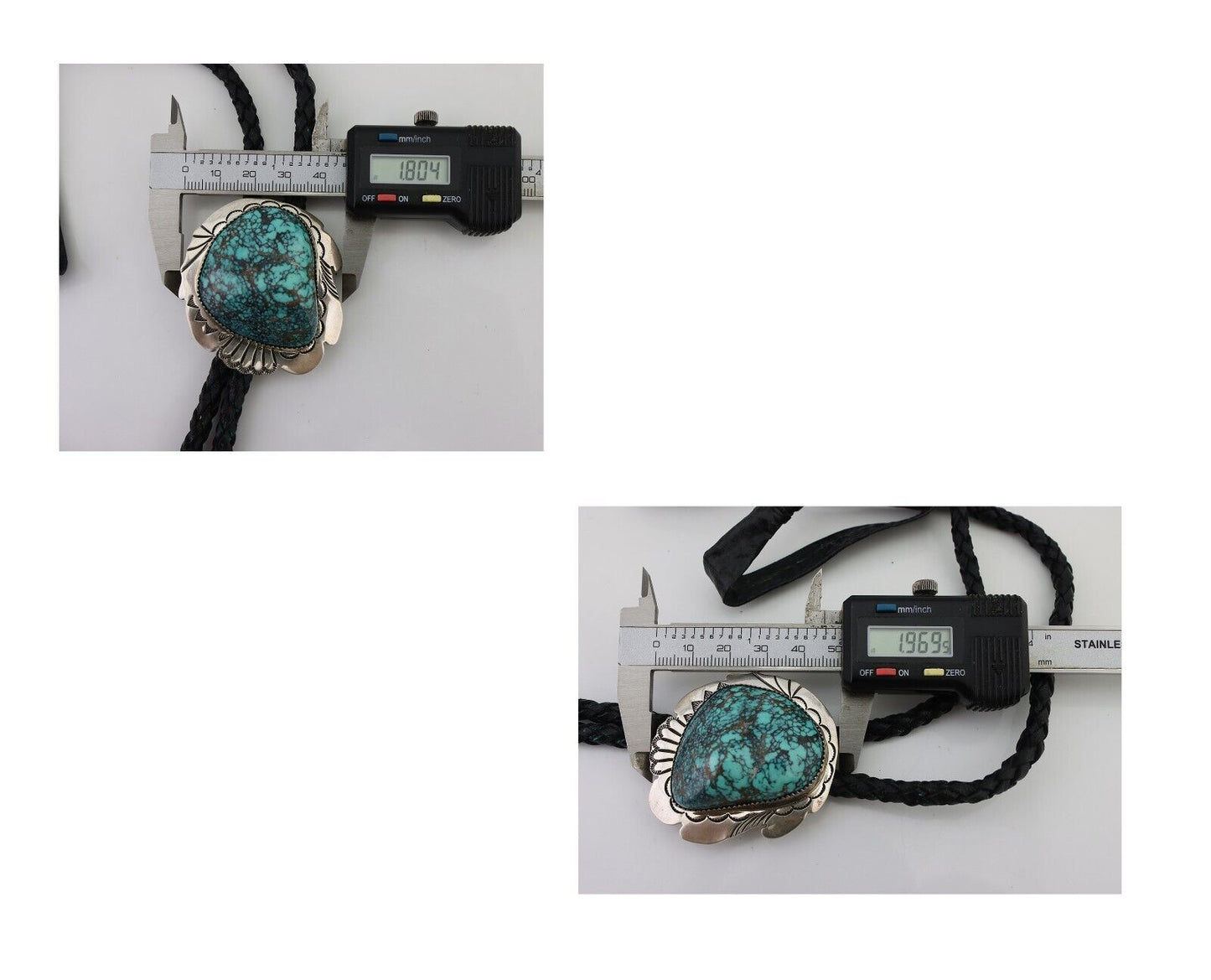 Navajo Bolo Tie 925 Silver Turquoise Artist Signed Tom Willeto C.80's