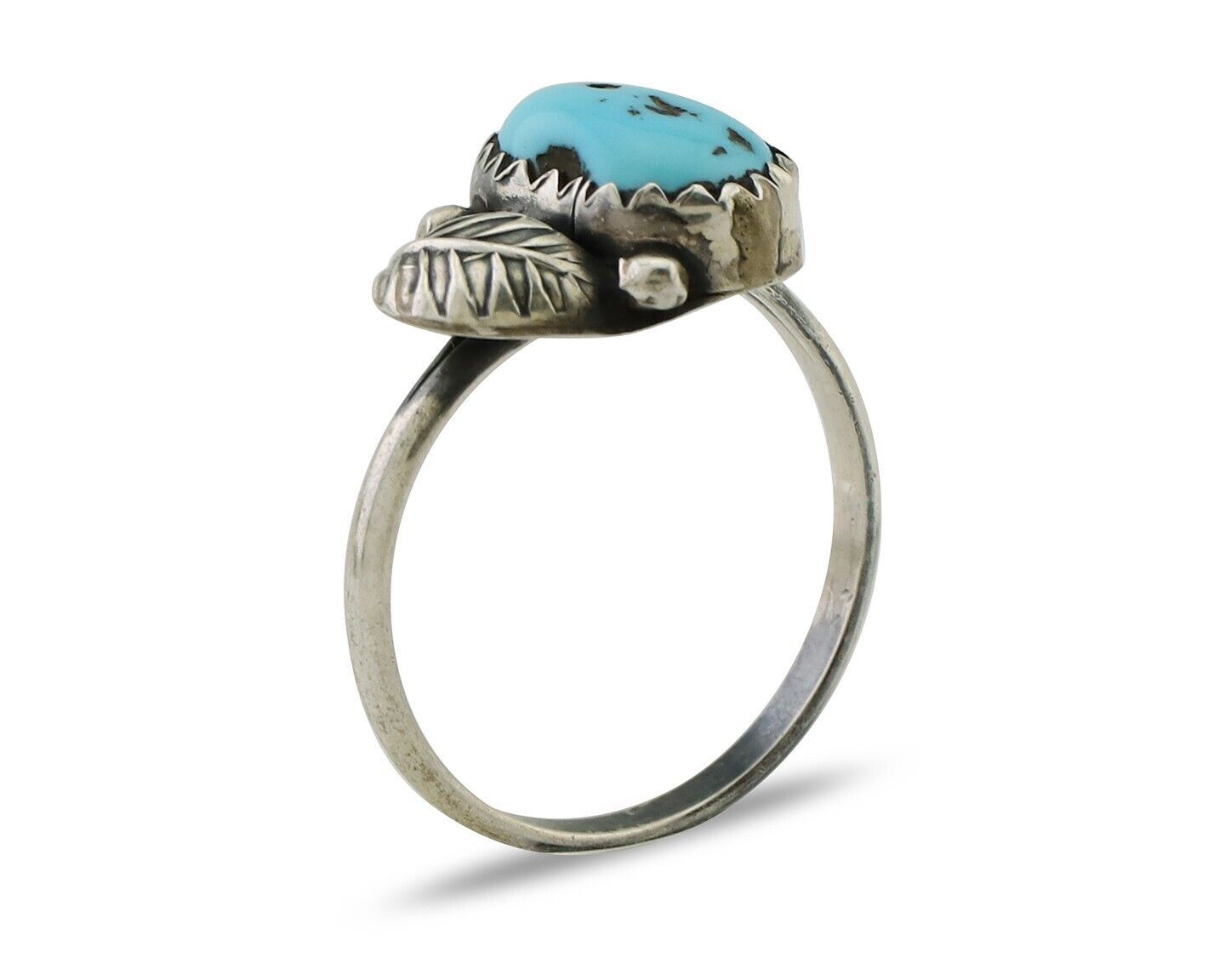 Navajo Ring 925 Silver Sleeping Beauty Turquoise Native American Artist C.80's