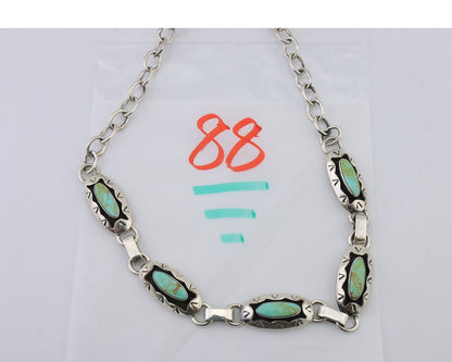 Navajo Necklace 925 Silver Blue Arizona Turquoise Native American Artist C.80's