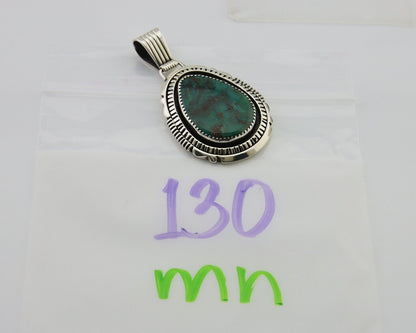Navajo Pendant 925 Silver Natural Turquoise Artist Signed Lidia Begay C.80's