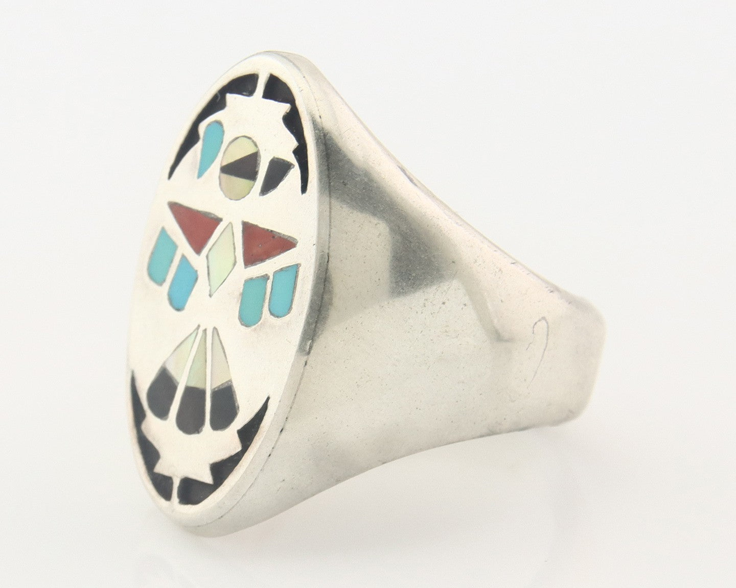 Vintage Zuni Ring Sterling Silver Authentic Gemstone Handmade Size 11.25