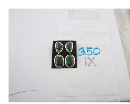 Navajo Earrings Sterling Silver Natural Turquoise Vintage Signed EL