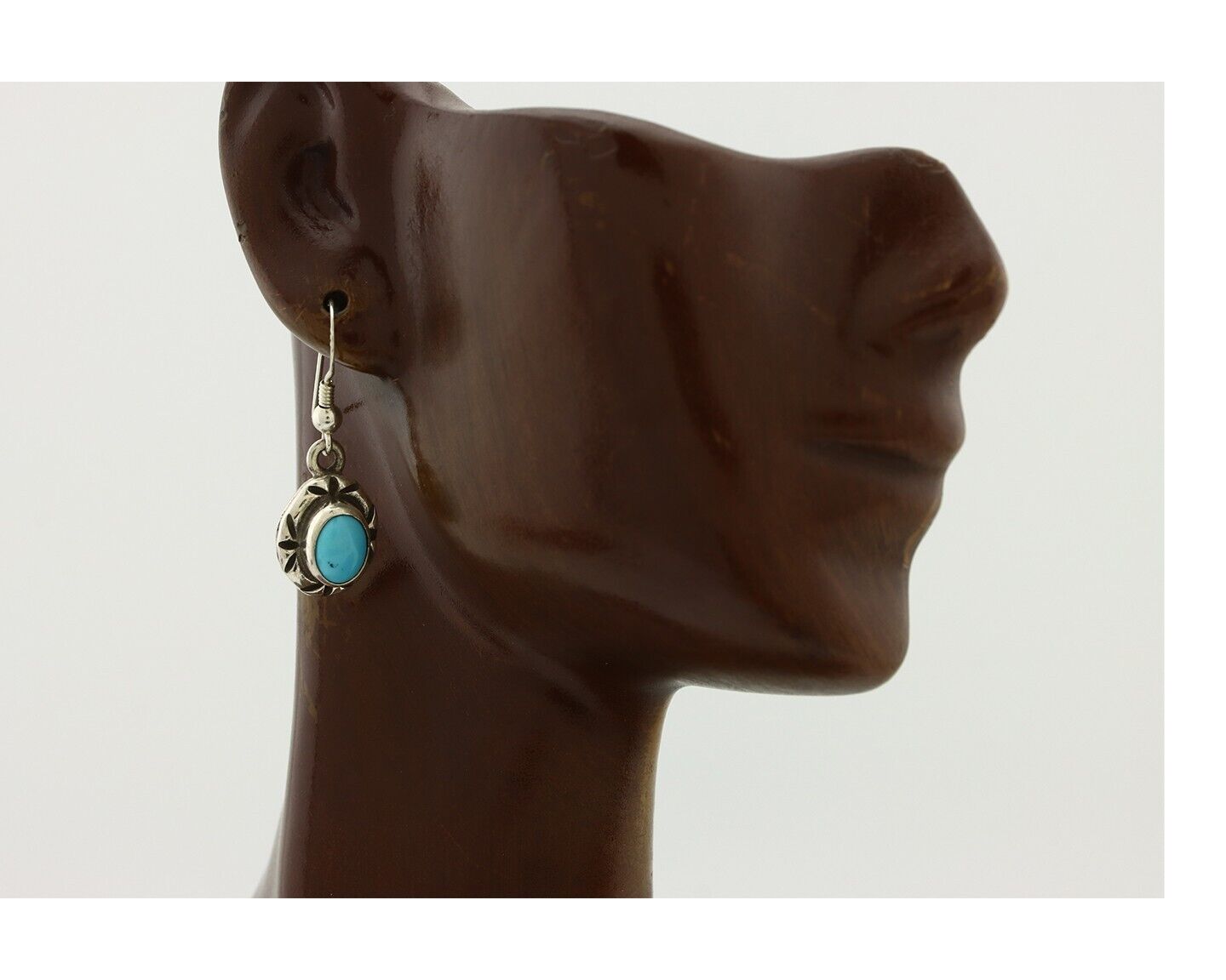 Navajo Earrings 925 Silver Sleeping Beauty Turquoise Native Artist C.80s