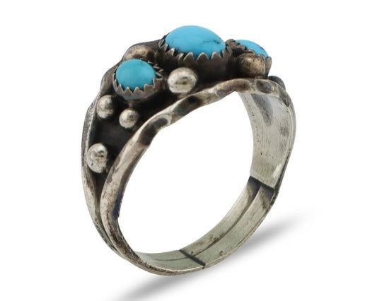 Navajo Ring 925 Silver Turquoise Artist Signed E SkyStone Creations C.80's