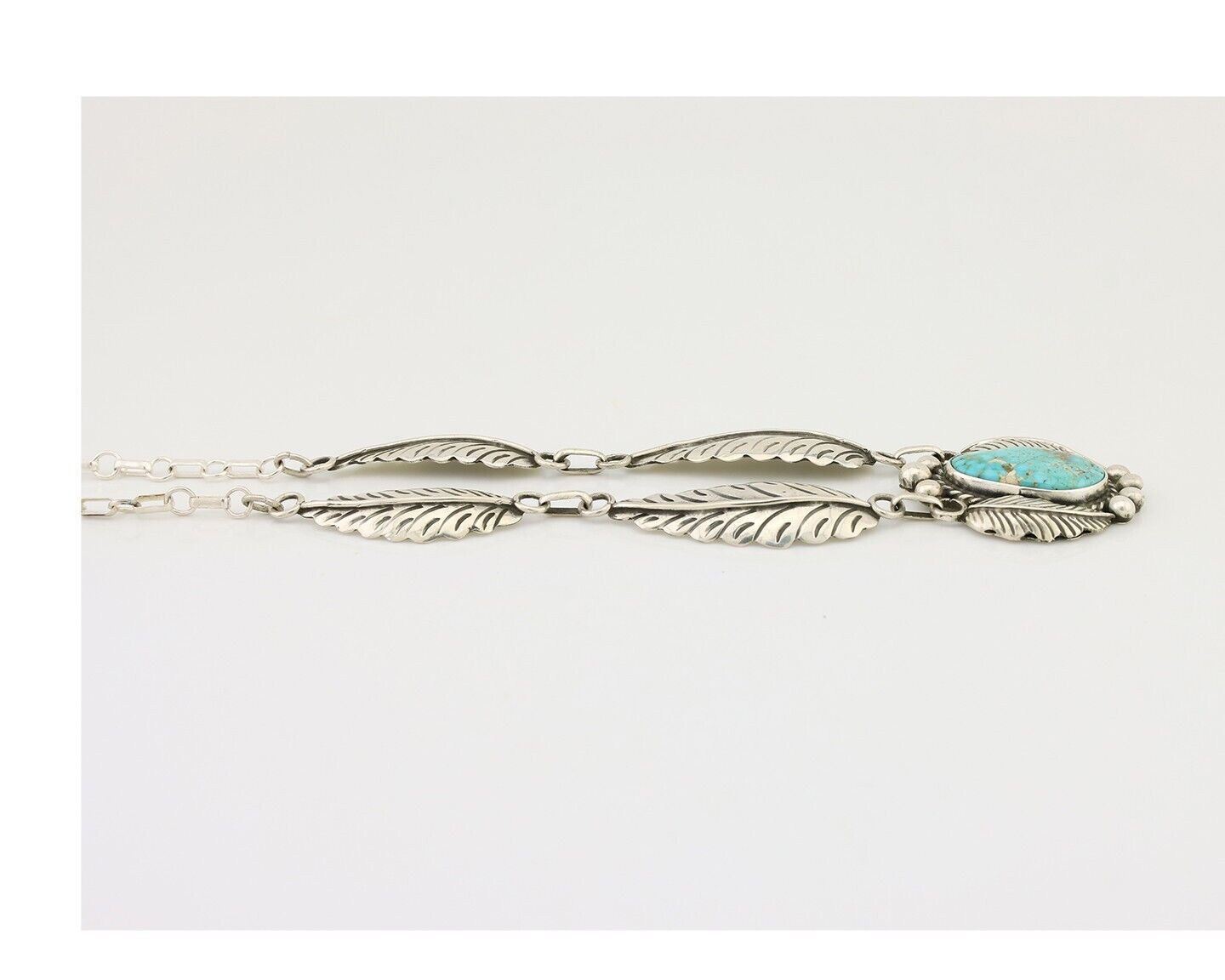 Navajo Necklace 925 Silver Blue Turquoise Artist Signed Sun Rise C.80's