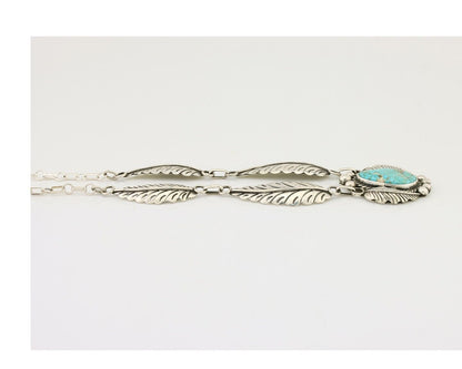 Navajo Necklace 925 Silver Blue Turquoise Artist Signed Sun Rise C.80's